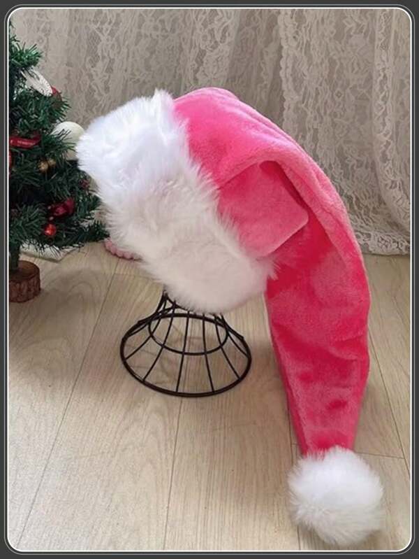 1pc/2pcs/4pcs Santa Hat, Santa Hat For Adults, Unisex Velvet Comfort Pink Christmas Hat Hats Extra Thicken Classic Plush For Christmas New Year Festive Holiday Party Supplies