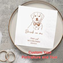 50-500pcs Custom Pet Cocktail Napkins, Personalized Paper Napkins With Professional Designer Handcrafts Illustration, Disposable Beverage Dessert Napkins For Wedding Table Decorations, Perfect For Wedding Banquet, Anniversary, Engagement Party, Bride Shower, Custom Dog Wedding Napkins, Cat Wedding Napkins, Customized Wedding Crafts, Chic Autumn, Home & Living, Christmas Home Atmosphere, Autumn Home Refresh