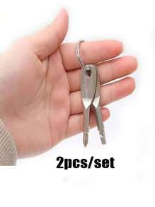 2 件便携式十字螺丝刀钥匙扣套装 - 多功能迷你袖珍维修工具小工具，适用于露营配件 - 彩色 - 查看 11