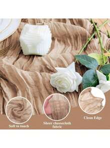 Cheesecloth Table Runner 12Pack 10FT Nude Brown Boho Gauze Cheese Cloth Table Runner For Party Long Rustic Sheer Table Runners For Baby Bridal Shower Wedding Easter Table Decor - Nude Brown - View 3