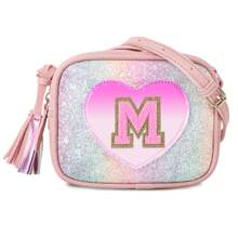 适合 2 3 4 5 6 7 8 9 10 岁女孩的生日礼物，可爱小女孩钱包幼儿钱包，小号首字母单肩斜挎包，适合女儿宝宝的个性化圣诞礼物 - Glitter-pinkletter - 查看 18