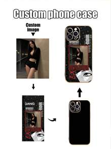 1 pieza Protector de teclado de TPU plateado negro con para personalizar imagen, Funda anti-caída para teléfono + 1 pieza Pulsera de cuentas de perlas falsas en forma de corazón negro, compatible con funda de iPhone/funda a juego/soporte para teléfono/funda divertida/funda para teléfono Android/funda para teléfono/funda para teléfono OPPO/compatible con iPhone 15 Pro Max/A14/A54/A52/A31 4G