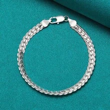 925 Silver Plated 5MM Side Chain Bracelet Wedding Engagement Celebration Party For Women Man Fashion Jewelry - Silver - View 2