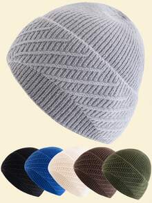 JZML 1 件装男士简约时尚装饰针织帽 - Beanie - 查看 8