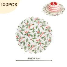 100 Stücke grüne Blatt Papier Spitze Deckchen runde Tischsets für Tische dekorativ, Einweg Deckchen Papier Pad Großpackung für Hochzeit, Geburtstag, Kuchen, Desserts, Geschirr Essen Party Dekoration Basteln
