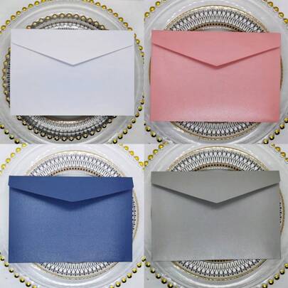 10 个豪华珠光纸信封矩形口袋 - 非常适合婚礼、商务和派对邀请函、照片和礼品卡 - 5.3x7.7 英寸，优雅、无酸，圣诞节