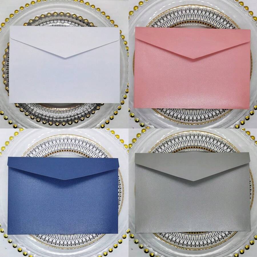 10 个豪华珠光纸信封矩形口袋 - 非常适合婚礼、商务和派对邀请函、照片和礼品卡 - 5.3x7.7 英寸，优雅、无酸，圣诞节 - 10個/套 - 查看 1