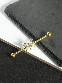 1-7 件/套金色工业耳环脚手架杆 38 毫米不锈钢 14G 蝴蝶水钻工业穿孔首饰男女软骨螺旋工业杠铃适合派对日常佩戴 - industrial earring - 查看 18