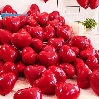 10-200 piezas Globos de látex en forma de corazón rojo de 10 pulgadas, adecuados para el Día de San Valentín, cumpleaños, boda, aniversario, fiesta temática, compromiso, decoración del hogar, suministros para fiestas