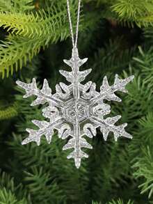 圣诞装饰 6 件透明亚克力雪花挂饰 适用于圣诞派对装饰 - 透明 - 查看 3