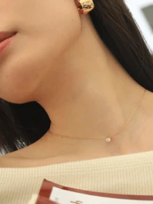 1pc Exquisite And Simple Single Zirconia Pendant Necklace European And American Fashionable 6-Prong Pendant Necklace For Women, Suitable For Daily, Date, Party Wearing