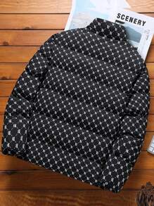 Abrigo acolchado casual y versátil con estampado all-over para hombre, temporada de invierno 2024