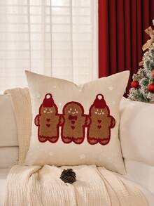 1 vỏ gối hình bánh quy gừng, vỏ gối trang trí Giáng sinh, lông cừu mềm, thêu nhung, dùng để trang trí phòng khách, vỏ gối sofa, trang trí nhà bếp, trang trí bộ đồ giường, quà tặng Giáng sinh - Đỏ - Xem 4
