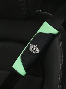 MEIKAXIU 1 miếng đệm vai ô tô bằng da PU, sợi carbon và đá Rhinestone Bling Bling, phụ kiện nội thất thông dụng cho nam và nữ - Một cỡ - Xem 17