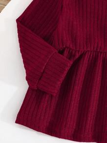 Baby Mädchen Gerippter Strick Langarm-Oberteil und Hose 2er-Set, lässig und bequem, für Frühling und Herbst