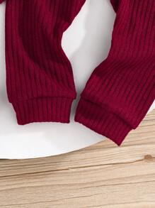 Baby Mädchen Gerippter Strick Langarm-Oberteil und Hose 2er-Set, lässig und bequem, für Frühling und Herbst