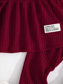 Baby Mädchen Gerippter Strick Langarm-Oberteil und Hose 2er-Set, lässig und bequem, für Frühling und Herbst