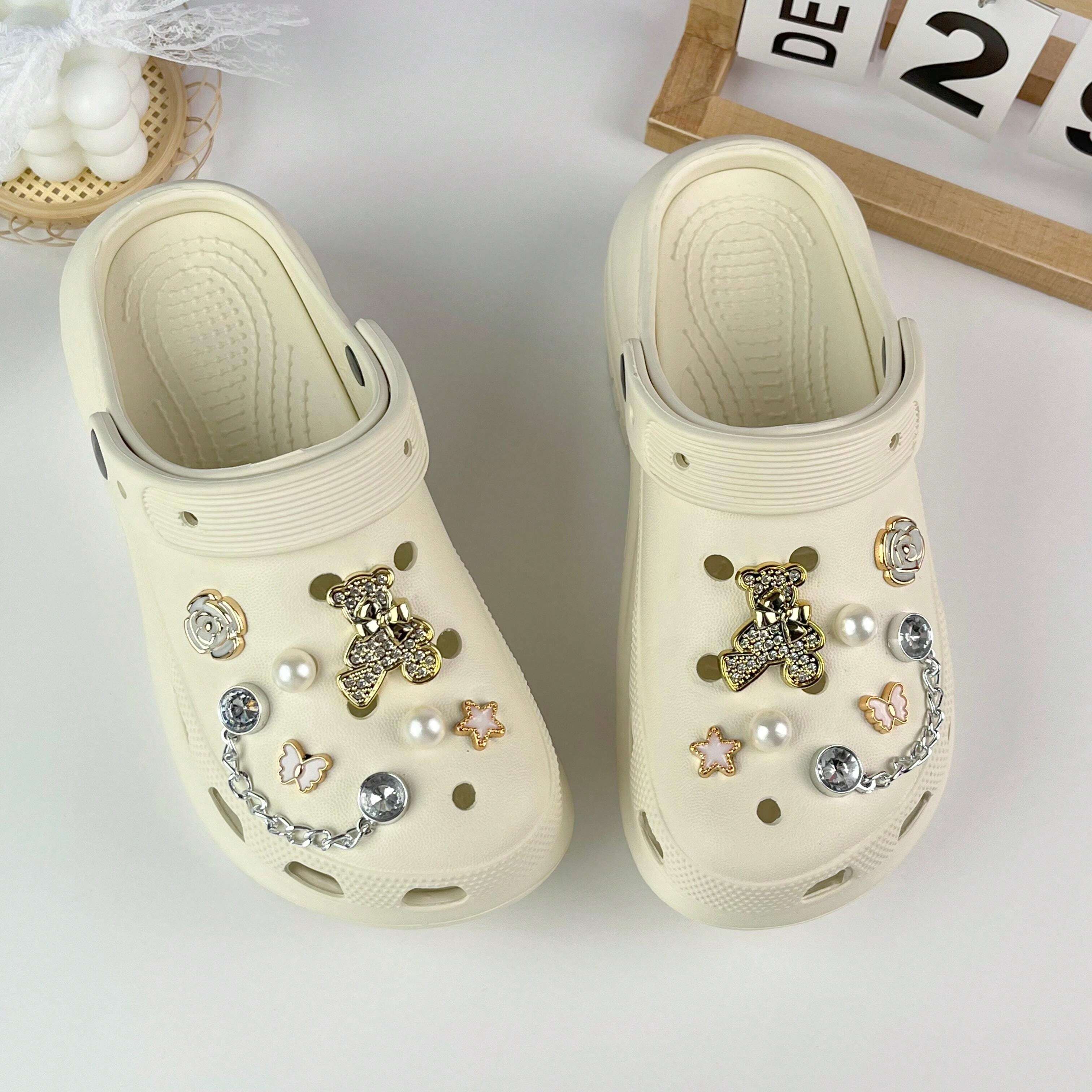 14pcs/Set Colorful Butterfly & Bear Shoe Decoration Charms, Fits For