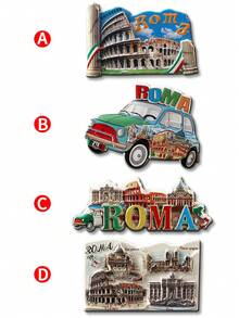 1pc 3D Travel Souvenir Fridge Magnet, 3D Embossed Architecture Scenic Spot Painted Magnetic Sticker, Personalized Creative Decorative Memo Magnet - Multicolor - View 4