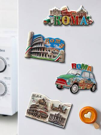 1 st 3D-resesouvenirmagnet för kylskåp, magnetisk klistermärke med 3D-relief för arkitektur, naturskön plats, personlig kreativ dekorativ memomagnet