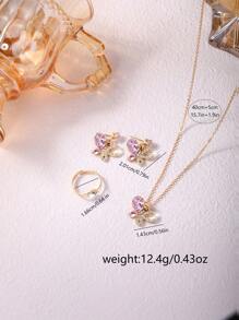 SOKI SOKI 5 Pieces Zirconium Oxide Blue Butterfly Necklace, Sparkling Cubic Zirconia Embedded Butterfly Pendant Necklace And Earrings, Ring, Simple Design Set And Fashion, Casual Butterfly Dial, Round Case, Pu Strap Quartz Women's Watch Suitable For Daily Wear, Back-To-School Season, Graduation Season, Thanksgiving, Couples, The Best Gifts Watch Box Not Included