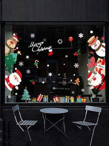 1套卡通圣诞老人雪人麋鹿DIY装饰窗贴圣诞装饰贴纸静电贴窗户贴圣诞新年场景布置 - 彩色 - 查看 5
