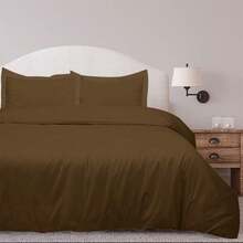 Juego de 3 piezas: Fundas de edredón Royal Linens de doble cepillado tamaño cama completa con cierre de cremallera - Chocolate - Ver 2