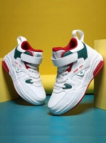 Adolescent High-Top White Sneakers Leather Shoes, Simple Fashion Low-Top Lace-Up Casual Trainers, Classic Low Tops Versatile Leisure Sports Skateboard Shoes, Spring/Autumn - Green - View 4