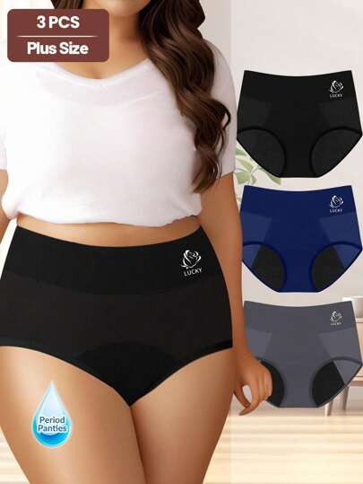MEIYATING 3 件/包加大码女式三角裤，透气网眼内裤，用于防漏经期