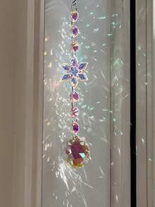 1 件 AB 色圣诞亚克力雪花悬挂水晶棱镜球灯吊坠家居圣诞树 DIY 装饰圣诞新年派对用品节日礼物，圣诞节 - 彩色 - 查看 3