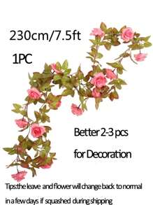 Nejlue Artificial Flowers/Plants1111 Home & Living 1 件人造玫瑰藤假悬挂花卉常春藤绿植仿藤条背景适用于家庭装饰、教室、办公室、秋季装饰、房间、书桌、花园装饰、房间婚车装饰、门楣拱门装饰、家庭、餐厅、卧室、有盖前廊楼梯、生日派对装饰材料、阳台、秋千架、购物中心、壁炉架、门、新年情人节和新年圣诞节礼物冬季装饰品 - 粉色 - 查看 6
