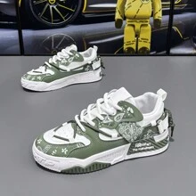 Non-Slip And Durable Casual Lace-Up Sneakers, Street Skateboarding Shoes Suitable For Outdoor Activities, Versatile Fashion Platform Breathable Running Shoes. - 綠色 - 查看 4