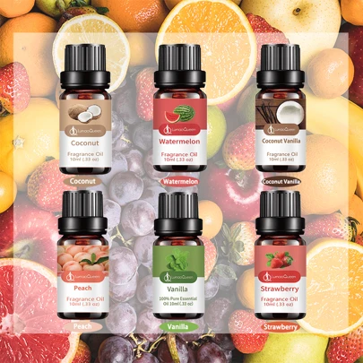 10ml水果香薰精油，适用于香薰石、加湿器、扩散器、空气清新剂、空气净化香薰、DIY香薰蜡烛香氛制作，椰子香薰，椰子、西瓜、草莓、香草、桃子香薰情人节情人用品婚礼用品