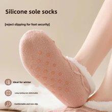 Tất đi sàn, Giày và tất ấm dày cho người lớn mùa đông, Tất chân chống trượt ấm áp cho phụ nữ, Giày và tất len cừu - Xem 5
