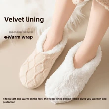 Tất đi sàn, Giày và tất ấm dày cho người lớn mùa đông, Tất chân chống trượt ấm áp cho phụ nữ, Giày và tất len cừu - Xem 4