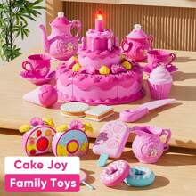 Bộ đồ chơi cắt bánh giả, đồ chơi kẹo nến thổi chân thực cho bé, quà tặng sinh nhật. Bao gồm bộ bánh đầy đủ và phụ kiện tiệc trà: ấm trà, cốc, đồ ăn, đồ tráng miệng giả (không bao gồm pin, phụ kiện màu ngẫu nhiên) - Nhiều màu - Xem 1