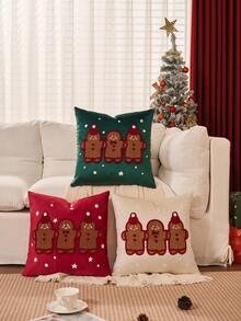 1 vỏ gối hình bánh quy gừng, vỏ gối trang trí Giáng sinh, lông cừu mềm, thêu nhung, dùng để trang trí phòng khách, vỏ gối sofa, trang trí nhà bếp, trang trí bộ đồ giường, quà tặng Giáng sinh - Đỏ - Xem 1