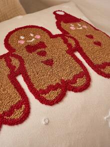 1 vỏ gối hình bánh quy gừng, vỏ gối trang trí Giáng sinh, lông cừu mềm, thêu nhung, dùng để trang trí phòng khách, vỏ gối sofa, trang trí nhà bếp, trang trí bộ đồ giường, quà tặng Giáng sinh - Đỏ - Xem 5