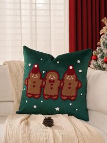 1 vỏ gối hình bánh quy gừng, vỏ gối trang trí Giáng sinh, lông cừu mềm, thêu nhung, dùng để trang trí phòng khách, vỏ gối sofa, trang trí nhà bếp, trang trí bộ đồ giường, quà tặng Giáng sinh - Đỏ - Xem 7