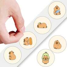 500 pièces/rouleau Stickers mignons de capybara, stickers décoratifs en vinyle imperméables pour bouteille d'eau, ordinateur, cahier, valise, téléphone, ordinateur portable, vélo, planche à roulettes