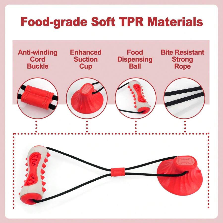 Dog Chew Toy Toothbrush Bone Shaped Dental Cleaner Suction Cup TPR