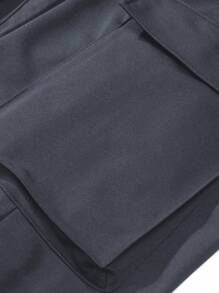 3pcs Men's Casual Spring/Autumn Solid Color Drawstring Waist Tapered Leg Cargo Jogger Pants Set