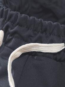 3pcs Men's Casual Spring/Autumn Solid Color Drawstring Waist Tapered Leg Cargo Jogger Pants Set