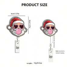 1 pezzo Distintivo di moda carino di Babbo Natale, in acrilico lucido, facile da fissare con molletta, porta badge adatto a infermiere, amici e famiglia, adatto per feste e vacanze - Multicolore - Visualizzare 4