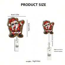 1 pezzo Distintivo di moda carino di Babbo Natale, in acrilico lucido, facile da fissare con molletta, porta badge adatto a infermiere, amici e famiglia, adatto per feste e vacanze - Multicolore - Visualizzare 2