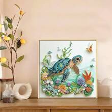 1/4pcs DIY Diamond Art Painting Kits For Adults, 5D Special Shape Crystal Rhinestone Diamond Art Kits For Beginners, For Home Wall Decoration Gift 12x12 Inch, Sea Turtle - Green - View 7
