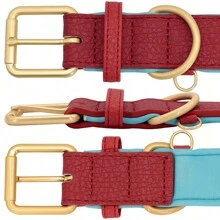 可调节 PU 皮革雕刻狗项圈，适合小型/中型/大型犬种，可个性化刻上姓名和电话号码，舒适宠物项圈 - 粉色 - 查看 6