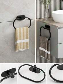 1 Pc Stainless Steel Towel Racks,Self-Adhesive Bathroom Towel Holder,Towel Ring,Dishcloth Rack,Wall Rack For Towel,Hand Towel Hanger,Bath Robe Stand,Beach Towels Rack,Classic Towel Shelves For Sink,Bathroom Accessories Bathroom Accessories Bathroom Tools