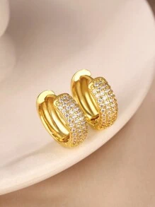 1 Paar klassische Zirkonia Creolen Ohrringe Damenschmuck für Frauen 925 Sterling Silber vielseitige Ohrringe Edel Schmuck Geschenke für Mädchen für den täglichen Gebrauch, Verabredungen, Dekoration für Abschlussball und Partys