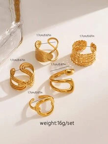 1 chiếc nhẫn hở hình tròn hình học đơn giản bằng thép không gỉ, phong cách thời trang phù hợp với phụ nữ, đeo hàng ngày và dự tiệc, món quà tuyệt vời cho bạn bè - Vàng - Xem 2